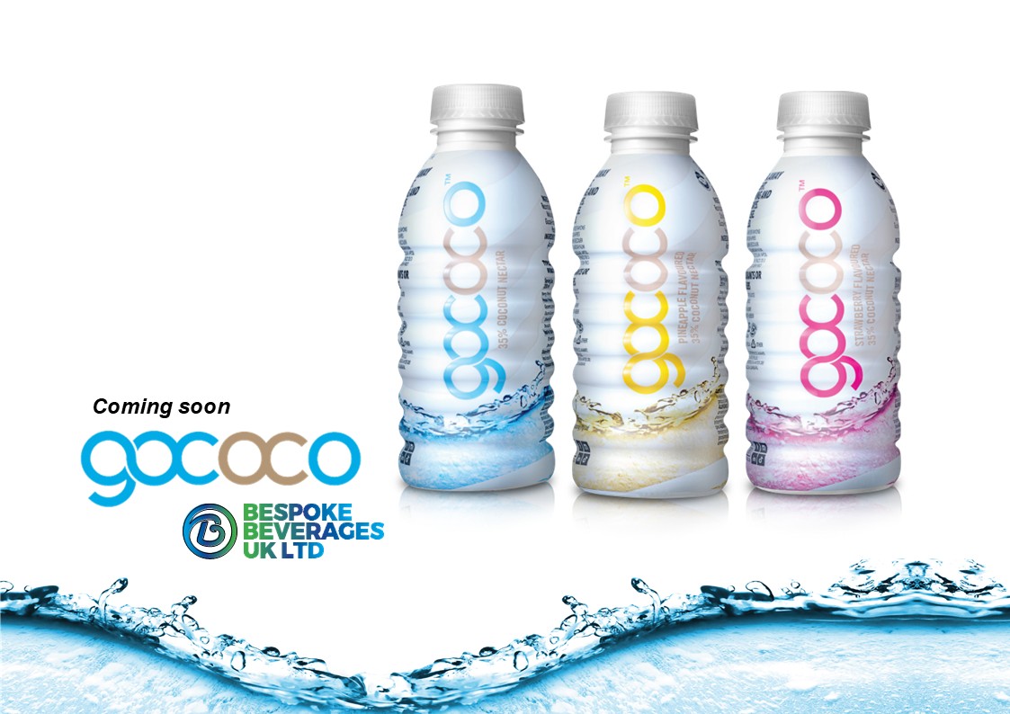 Gococo coconut water — coming soon. The range in original, pineapple and strawberry, from Bespoke Beverages UK Ltd.